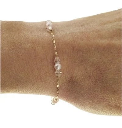 Bracciale 15 Cm Perle Bimba Bambina Oro Giallo 18 kt Carati Ct 750 1,20 Gr - immagine 2