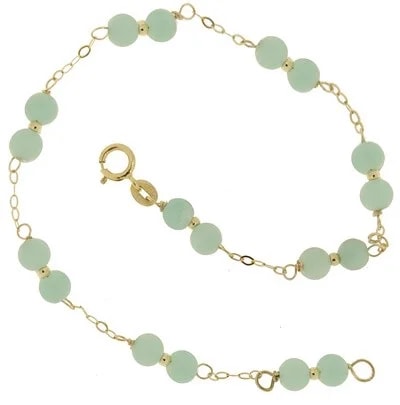 Bracciale Braccialetto Amazonite Donna Oro Giallo 18 Kt Carati Ct 750