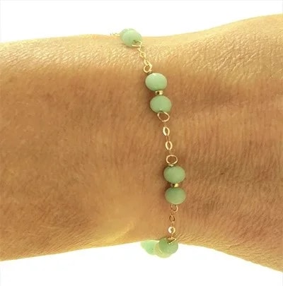 Bracciale Braccialetto Amazonite Donna Oro Giallo 18 Kt Carati Ct 750 - immagine 2