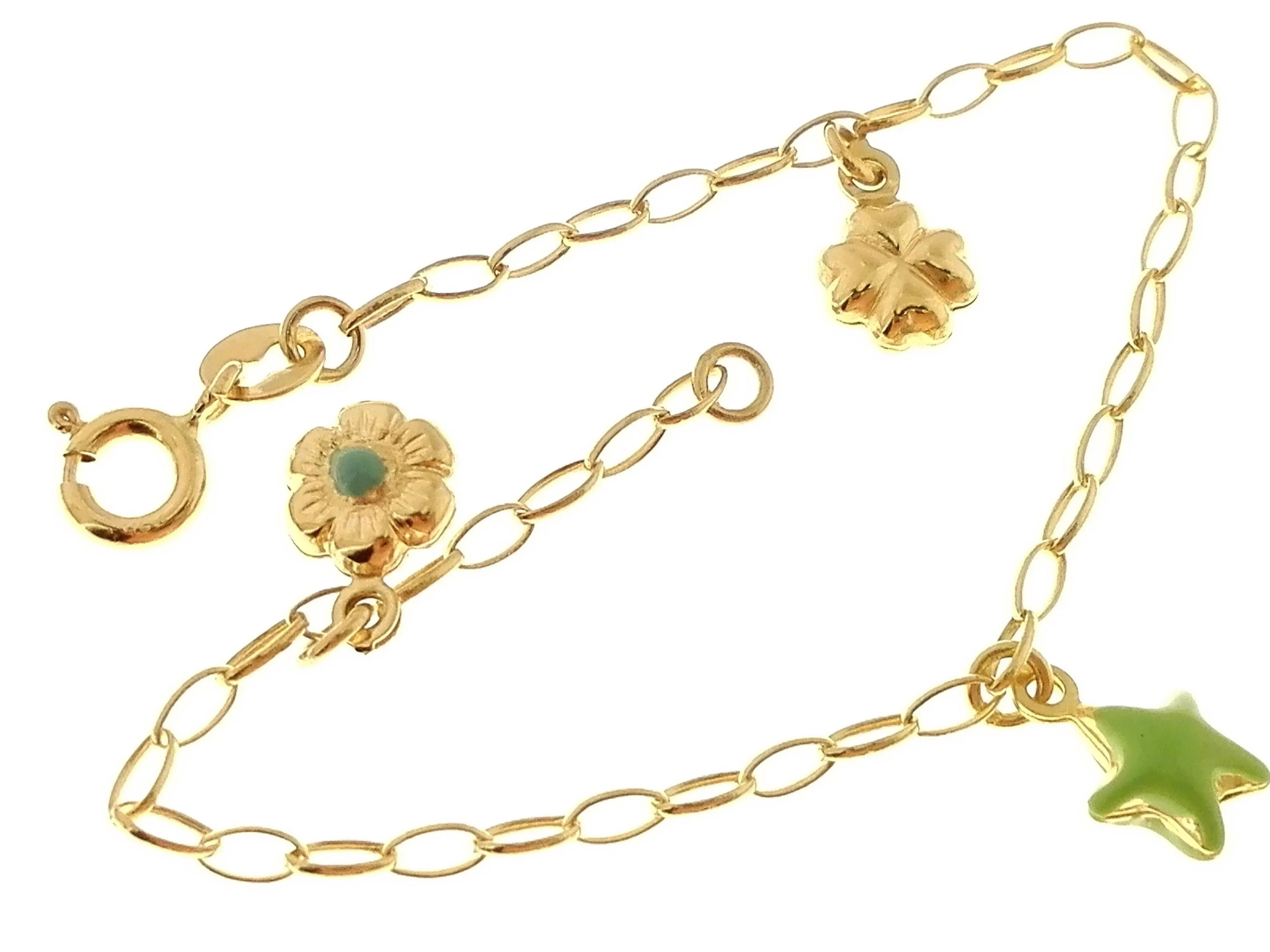 Bracciale Braccialetto Bambina Bimbo 16,0 Cm Oro 18 Kt Carati Ct 750 2,70 Gr