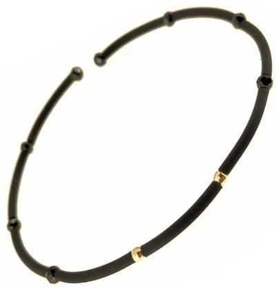 Bracciale Braccialetto Caucciù Uomo Donna Oro Giallo 18 Kt Carati Ct 750 - immagine 3