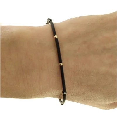 Bracciale Braccialetto Caucciù Uomo Donna Oro Giallo 18 Kt Carati Ct 750 - immagine 2