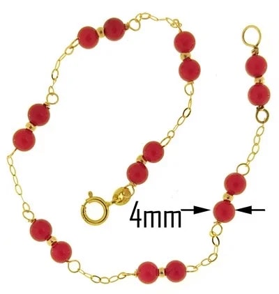 Bracciale Braccialetto Corallo Donna Oro Giallo 18 Kt Carati Ct 750 - immagine 3
