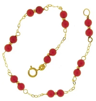 Bracciale Braccialetto Corallo Donna Oro Giallo 18 Kt Carati Ct 750 - immagine 2