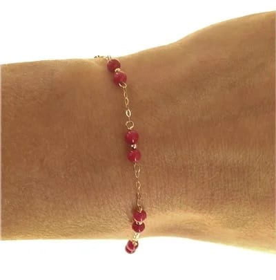 Bracciale Braccialetto Corallo Donna Oro Giallo 18 Kt Carati Ct 750