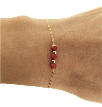 Bracciale Braccialetto Corallo Bimba Bambina Oro Giallo 18 Kt Carati 750 0,75Gr - immagine 2