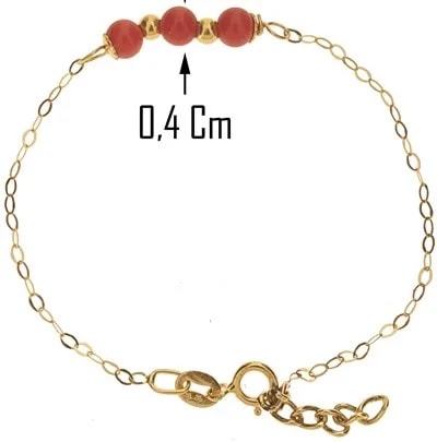 Bracciale Braccialetto Corallo Bimba Bambina Oro Giallo 18 Kt Carati 750 0,75Gr - immagine 3