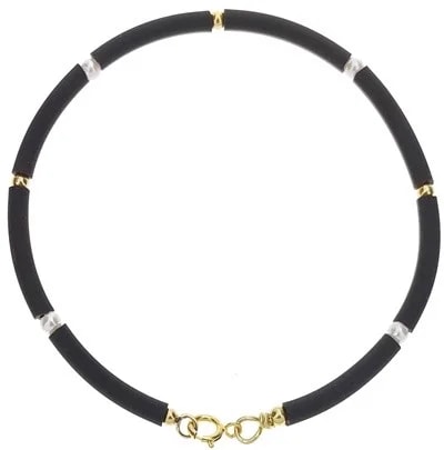 Bracciale Braccialetto Donna Caucciù Semirigido Oro Giallo 18 Kt Carati Ct 750
