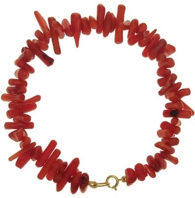 Bracciale Braccialetto Donna Corallo Rosso Oro Giallo 18 Kt Carati Ct 750 12 Gr