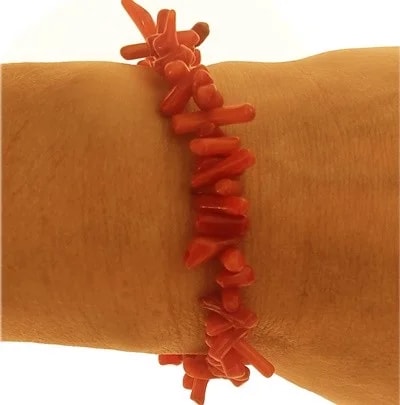 Bracciale Braccialetto Donna Corallo Rosso Oro Giallo 18 Kt Carati Ct 750 12 Gr - immagine 2