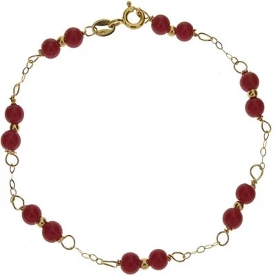 Bracciale Braccialetto Donna Corallo Rosso Oro Giallo 18 Kt Carati Ct 750 2,05 Gr - immagine 3
