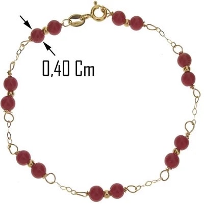Bracciale Braccialetto Donna Corallo Rosso Oro Giallo 18 Kt Carati Ct 750 2,05 Gr - immagine 2