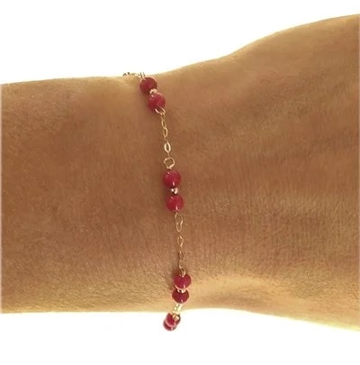 Bracciale Braccialetto Donna Corallo Rosso Oro Giallo 18 Kt Carati Ct 750 2,05 Gr - immagine 4