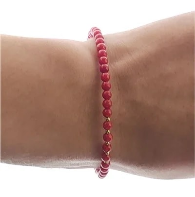 Bracciale Braccialetto Donna Corallo Semirigido Oro Giallo 18 Kt Carati Ct 750 - immagine 4