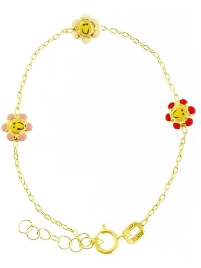 Bracciale Fiori Braccialetto Bimba Bambino Oro Giallo 18 Kt Carati Ct 750