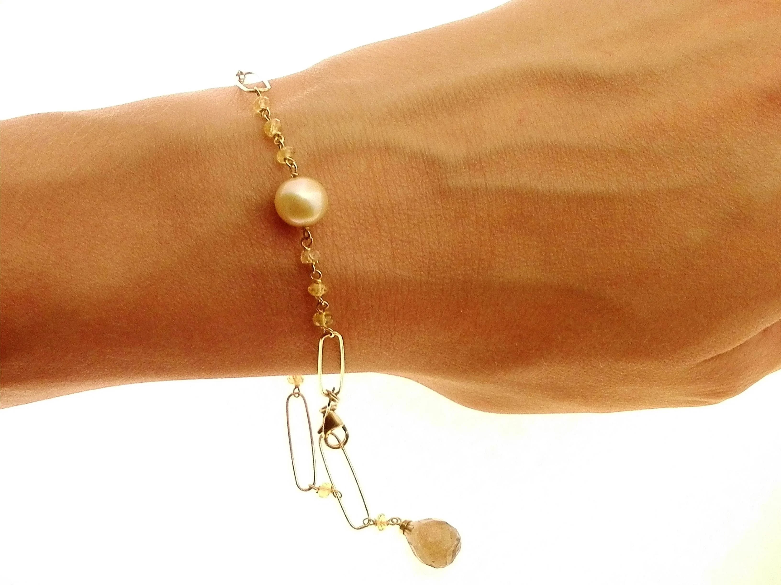 Bracciale Braccialetto Donna Oro Giallo 18 Kt Carati Ct 750 Gr 5,10 Perle - immagine 2