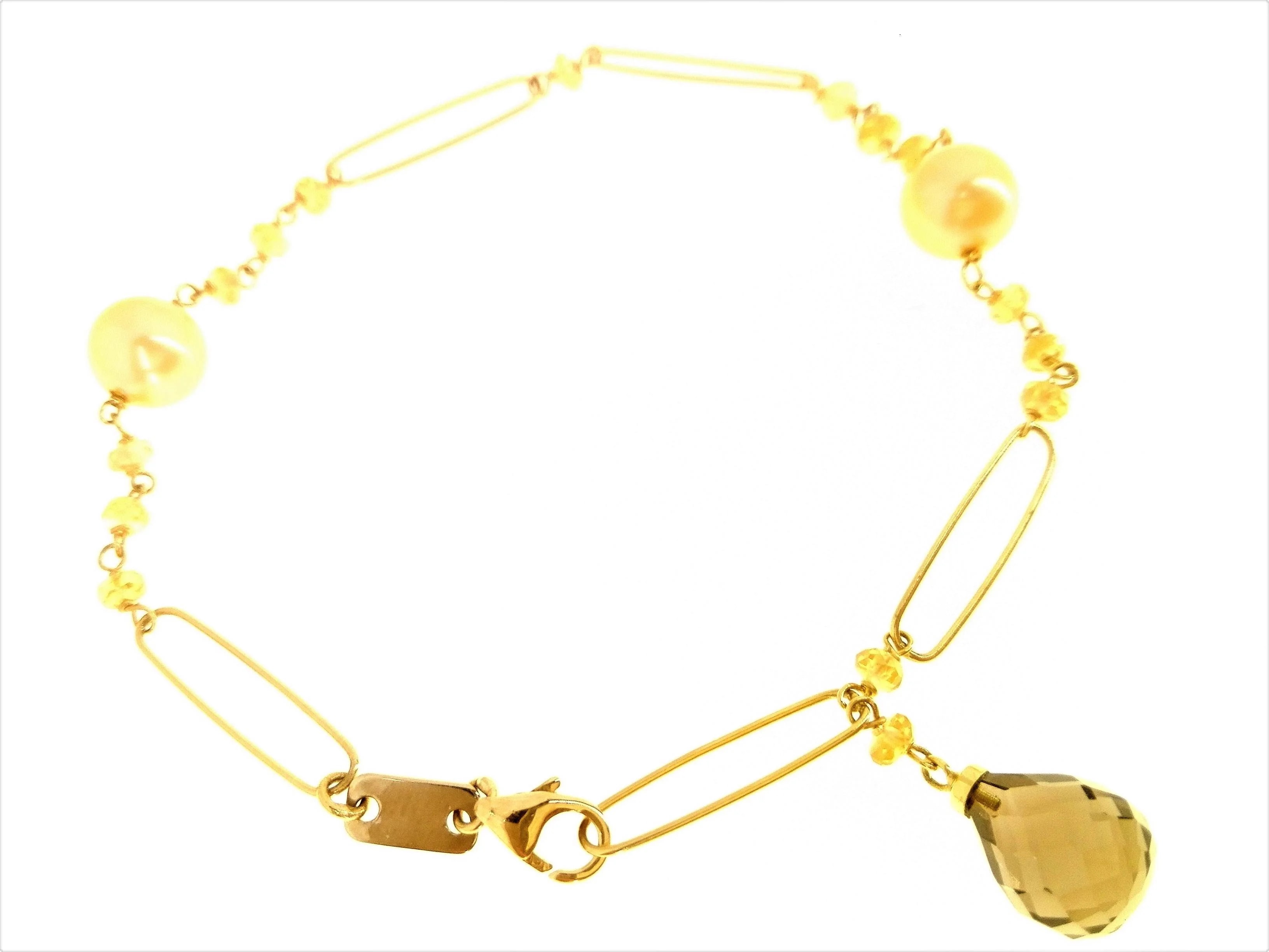 Bracciale Braccialetto Donna Oro Giallo 18 Kt Carati Ct 750 Gr 5,10 Perle