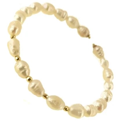 Bracciale Braccialetto Donna Perle Barocche Oro Giallo 18 Kt Carati Ct 750