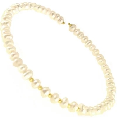 Bracciale Braccialetto Donna Perle Semirigido Oro Giallo 18 Kt Carati Ct 750