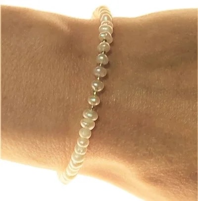 Bracciale Braccialetto Donna Perle Semirigido Oro Giallo 18 Kt Carati Ct 750 - immagine 2