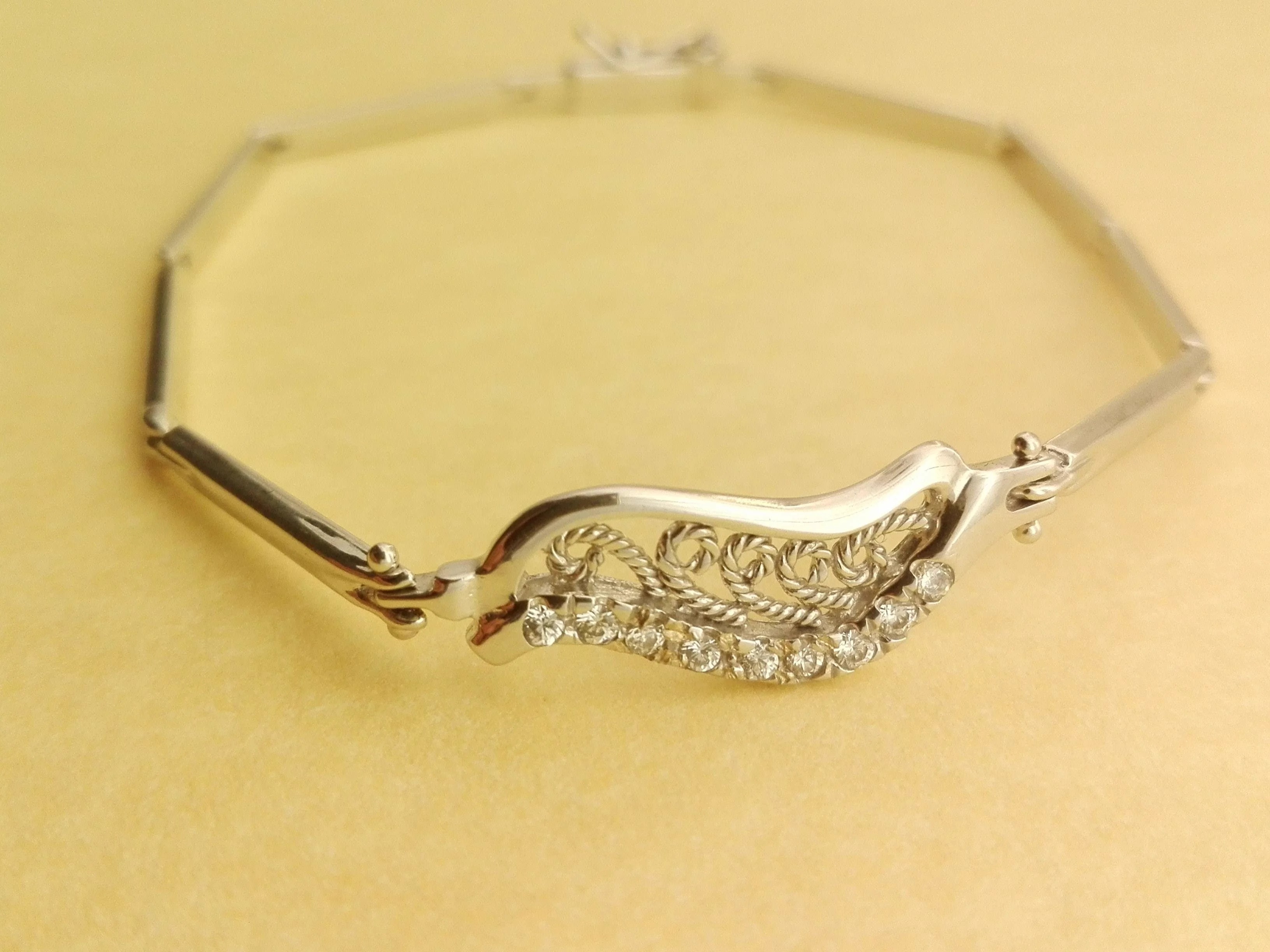 Bracciale Braccialetto Donna Tennis Oro Bianco 18 Kt Carati Ct 750 Gr 5,30 - immagine 2