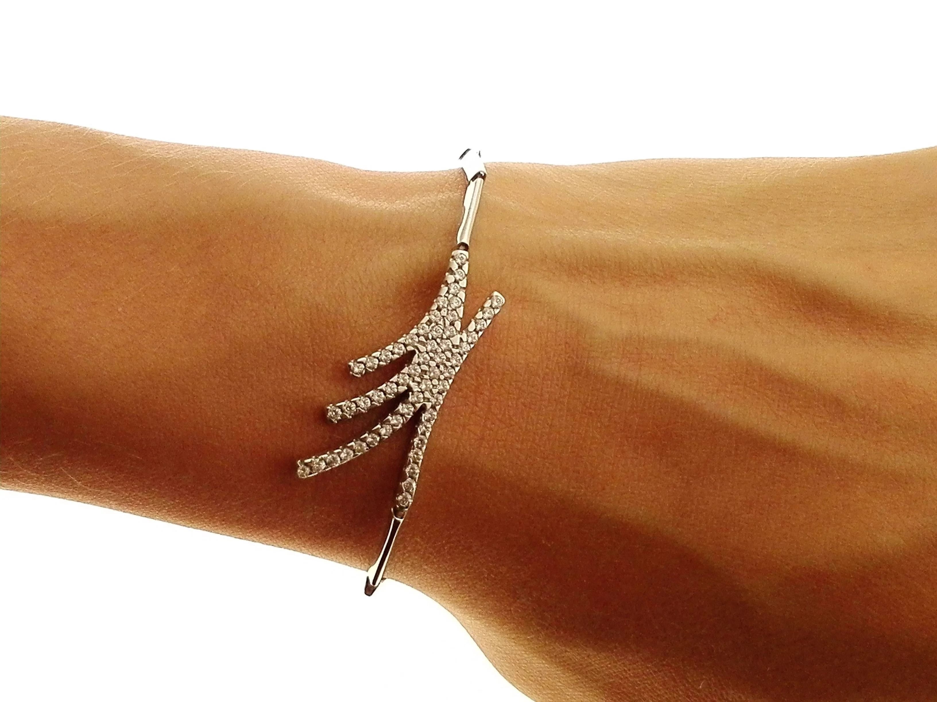 Bracciale Braccialetto Donna Tennis Oro Bianco 18 Kt Carati Ct 750 Gr 7,70