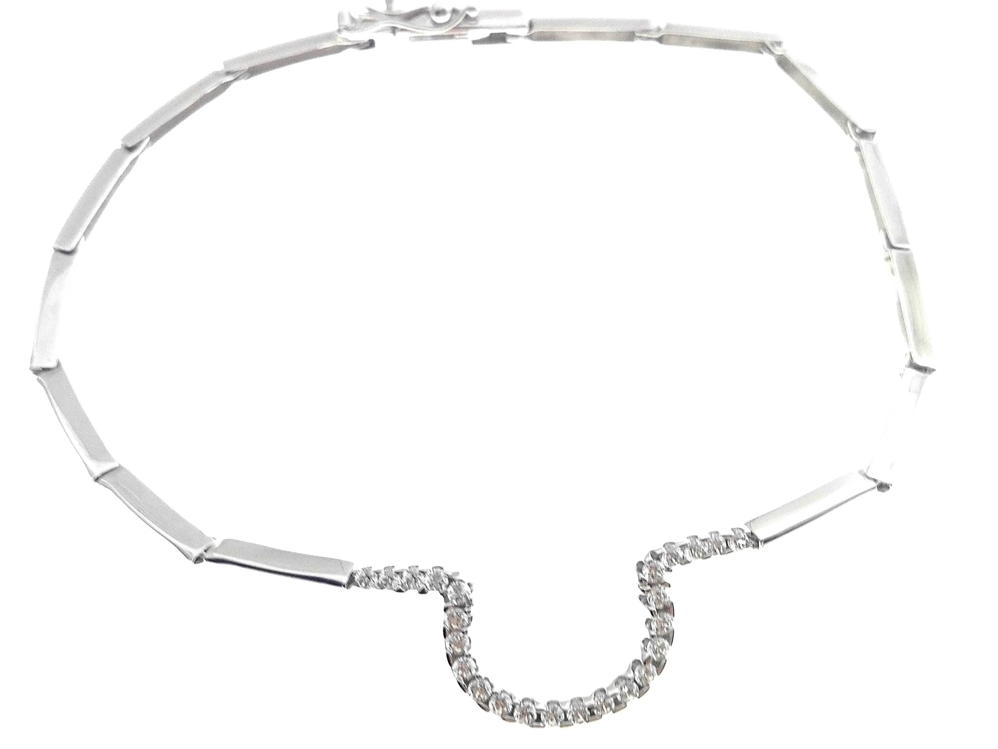 Bracciale Braccialetto Donna Tennis Oro Bianco 18 Kt Ct Carati 750 5,70 Gr - immagine 4