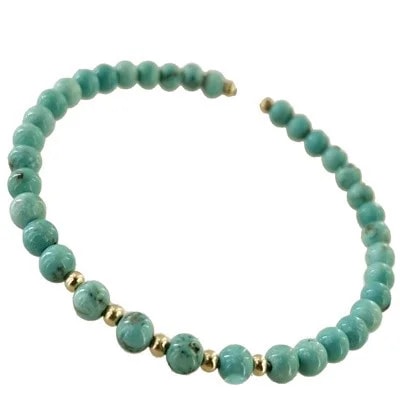 Bracciale Braccialetto Donna Turchese Semirigido Oro Giallo 18 Kt Carati Ct 750
