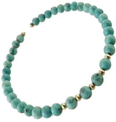 Bracciale Braccialetto Donna Turchese Semirigido Oro Giallo 18 Kt Carati Ct 750 - immagine 3