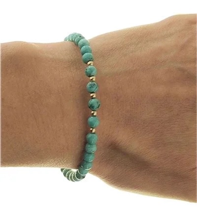 Bracciale Braccialetto Donna Turchese Semirigido Oro Giallo 18 Kt Carati Ct 750 - immagine 2