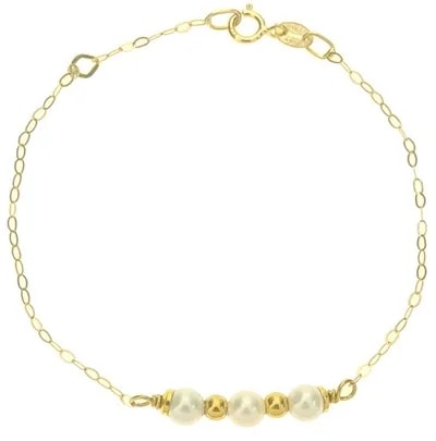 Bracciale Braccialetto Perle Bimba Bambina Oro Giallo 18 Kt Carati Ct 750 1,0Gr - immagine 5