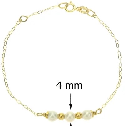 Bracciale Braccialetto Perle Bimba Bambina Oro Giallo 18 Kt Carati Ct 750 1,0Gr - immagine 4