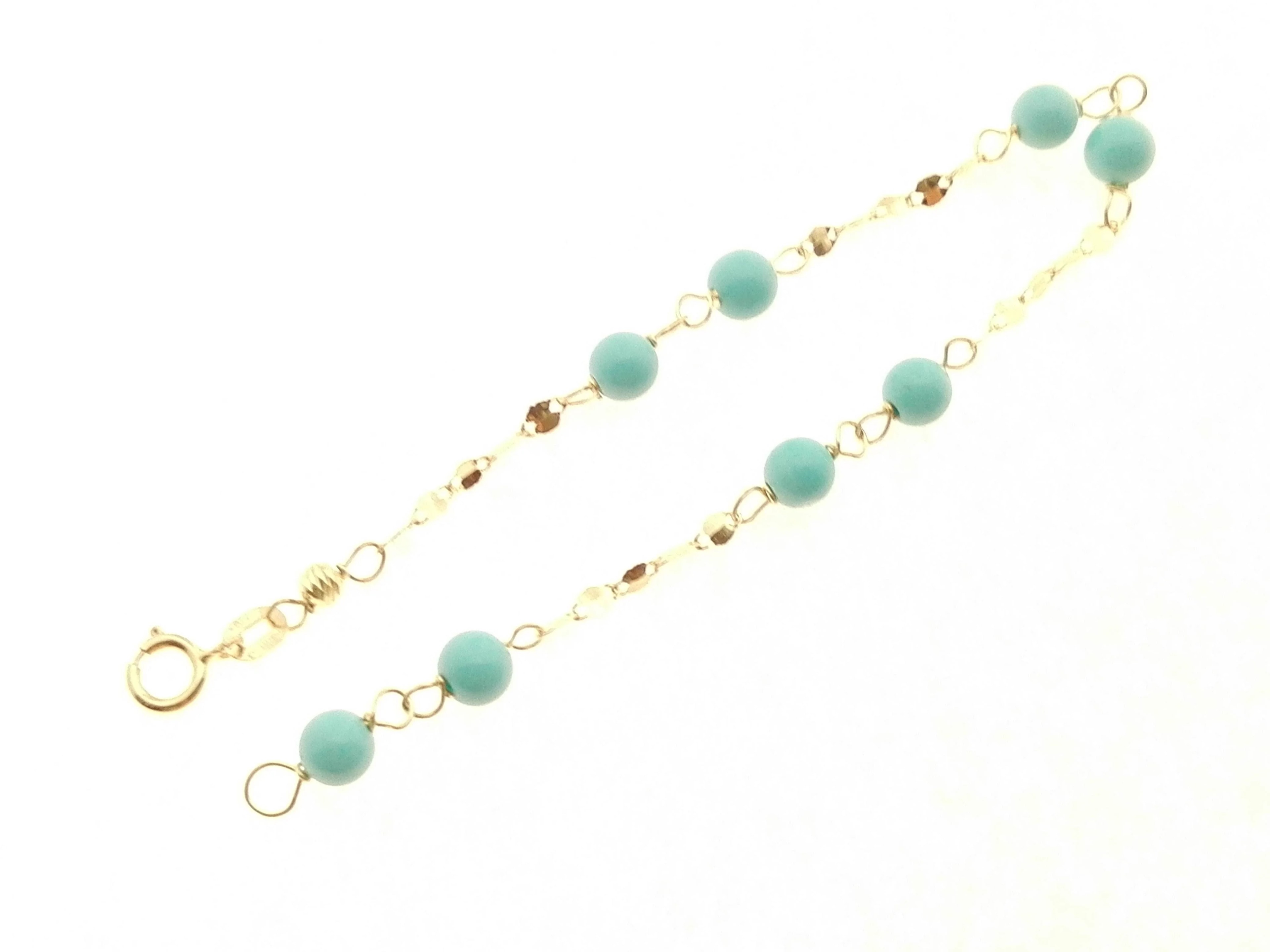 Bracciale Braccialetto Turchese Bimba Bambina Oro Giallo 18 Kt Carati 750 1,15Gr - immagine 4
