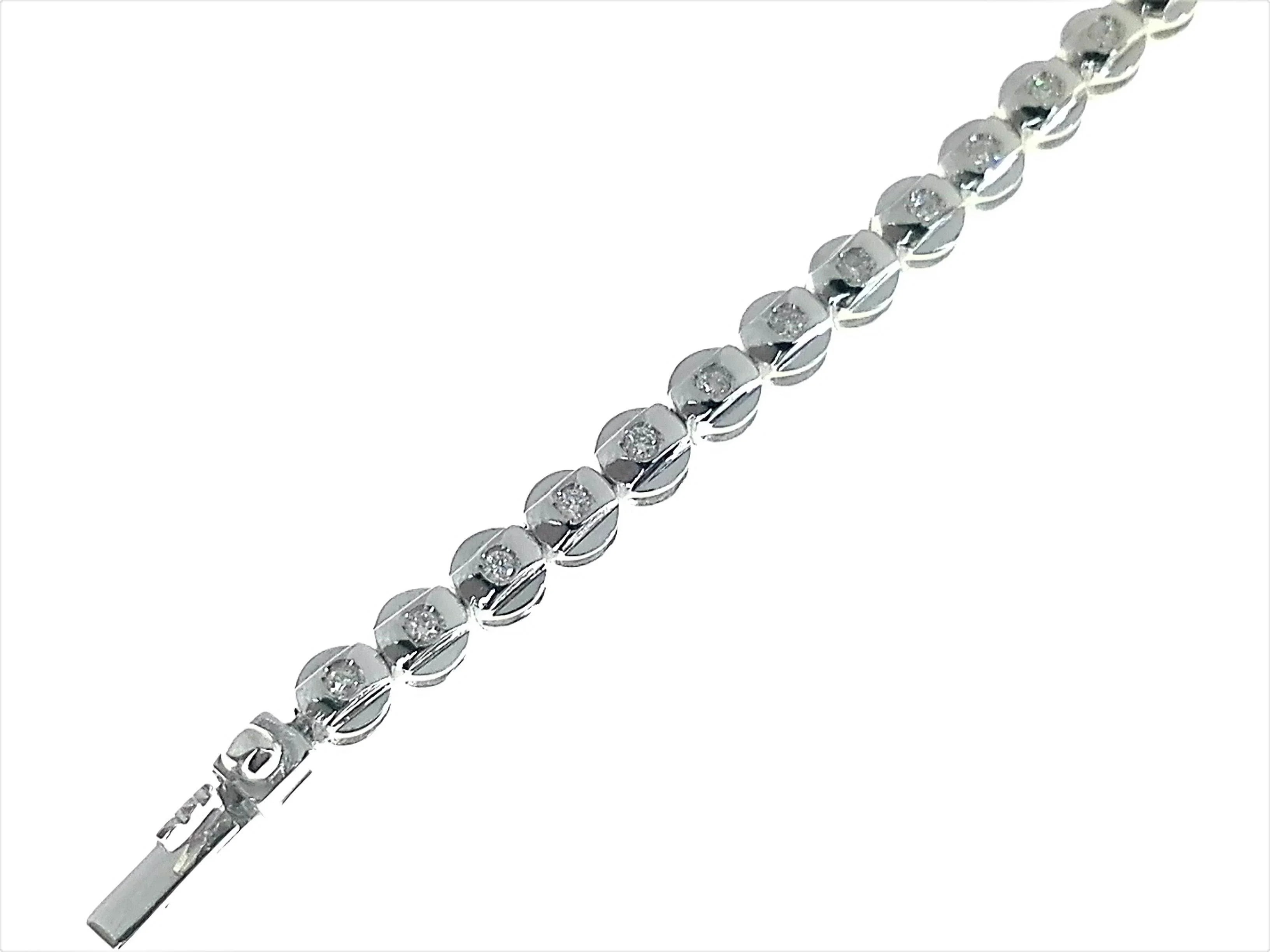 Bracciale Diamanti Donna Tennis Oro Bianco 18 Kt Carati 750 0,40 Ct - immagine 3