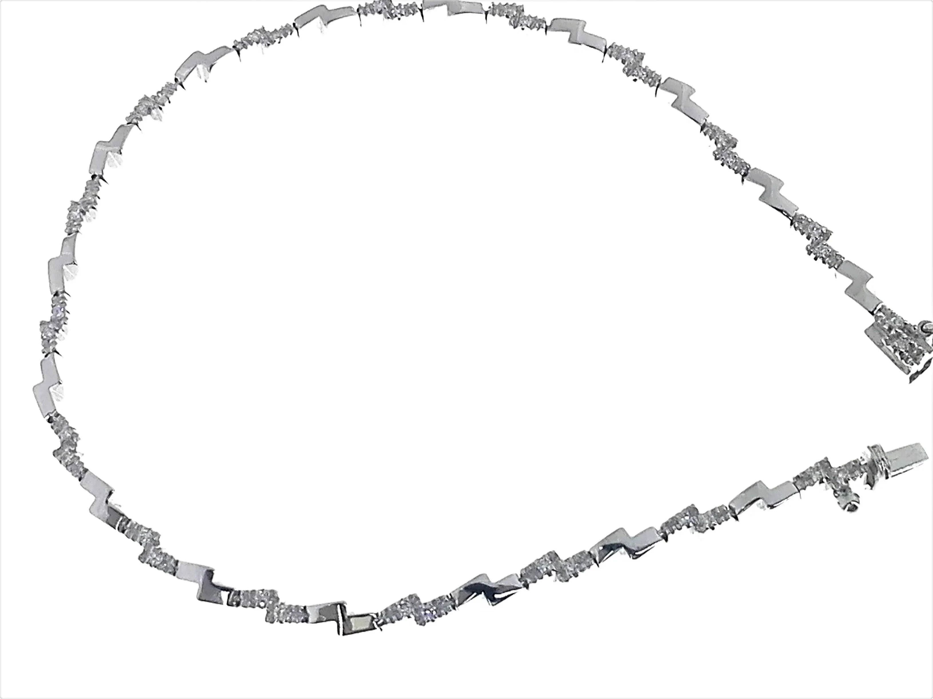 Bracciale Diamanti Donna Tennis Oro Bianco 18 kt Carati 750 7,8 Gr 0,24 Ct