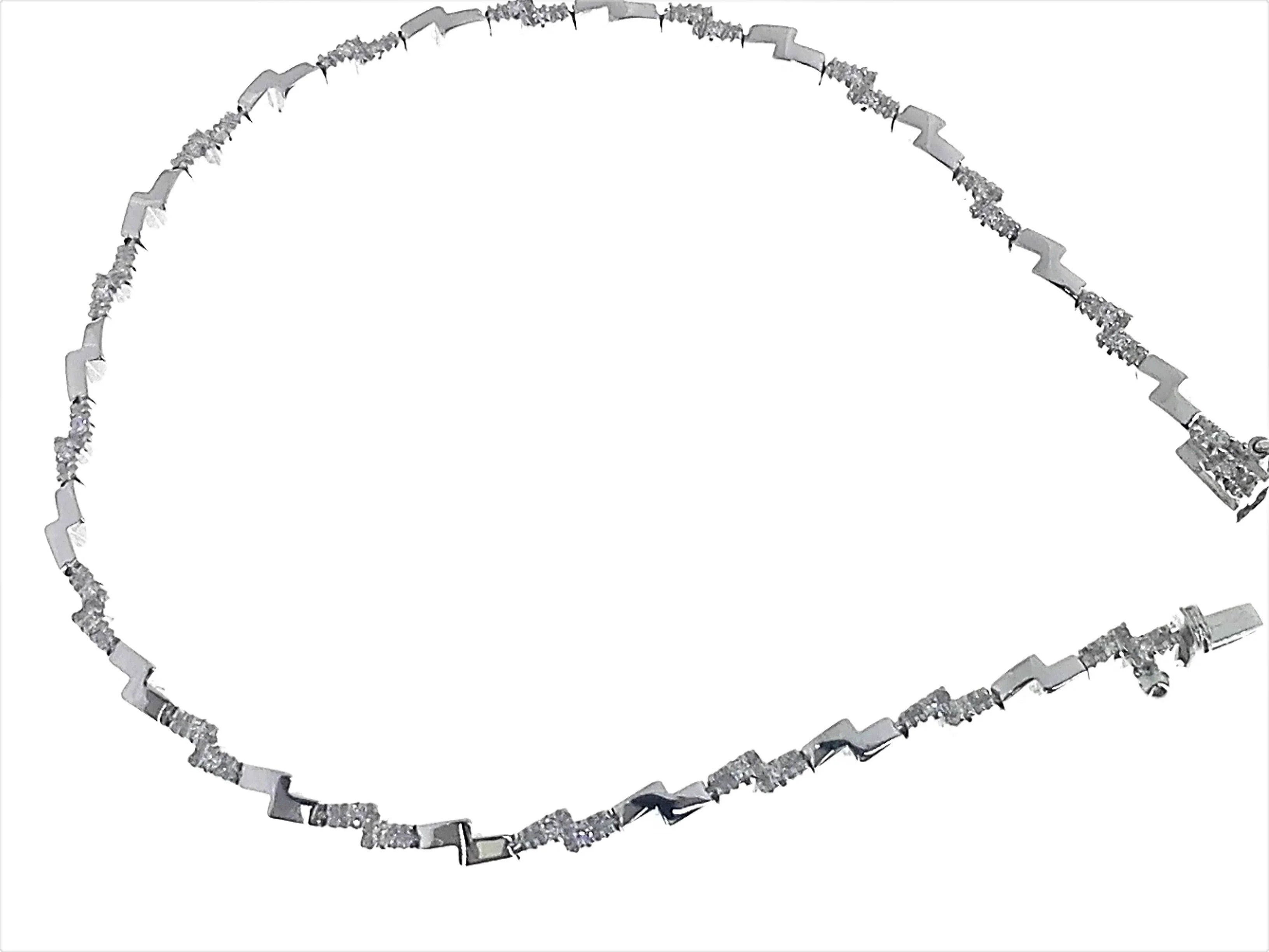 Bracciale Diamanti Donna Tennis Oro Bianco 18 kt Carati 750 7,8 Gr 0,24 Ct