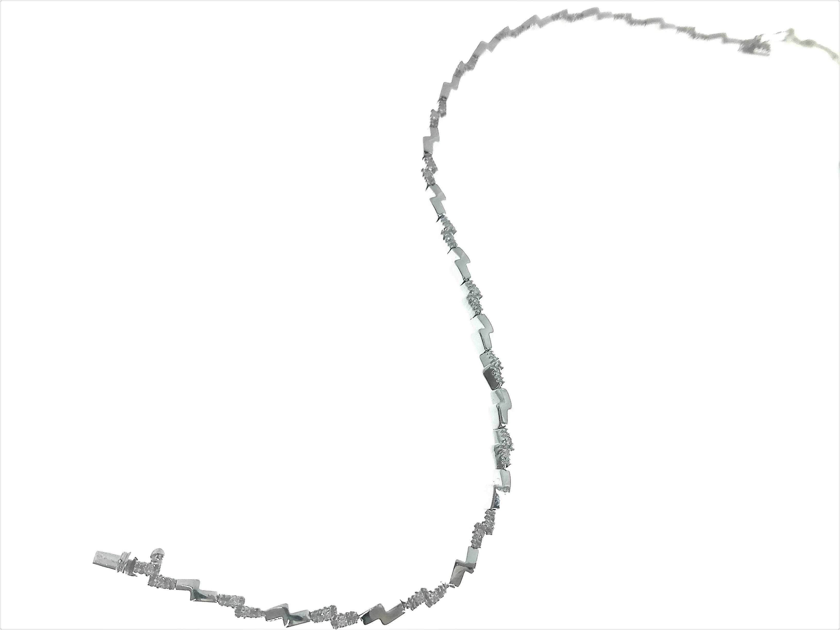 Bracciale Diamanti Donna Tennis Oro Bianco 18 kt Carati 750 7,8 Gr 0,24 Ct - immagine 4