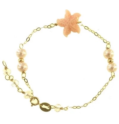 Bracciale Perle 15 Cm Bimba Bambina Oro Giallo 18 kt Carati Ct 750 1,25 Gr