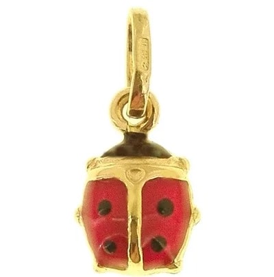 Ciondolo Pendente Bambino Bimba Oro Giallo 18 Kt Carati Ct 750 0,50Gr Coccinella