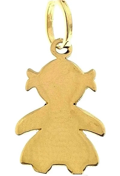 Ciondolo Pendente Bebè Bimba Bambina Oro Giallo 18 Kt Carati Ct 750 0,45 Gr