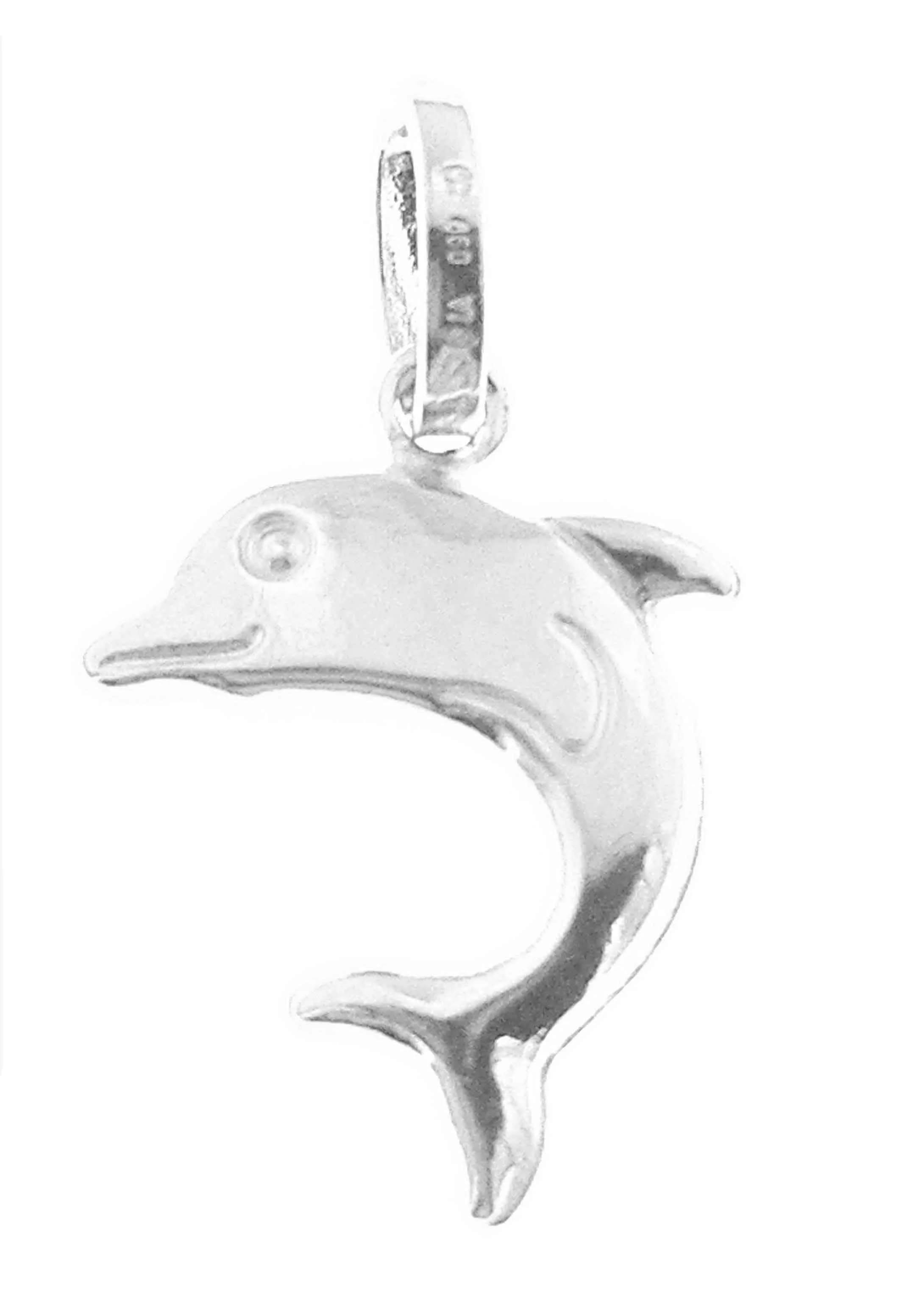 Ciondolo Pendente Bimba Bambino Oro Bianco 18 Kt Carati Ct 750 0,55 Gr Delfino