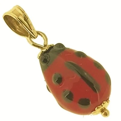 Ciondolo Pendente Bimba Bambino Oro Giallo 18 KT Carati Ct 750 1,30 Gr Coccinella