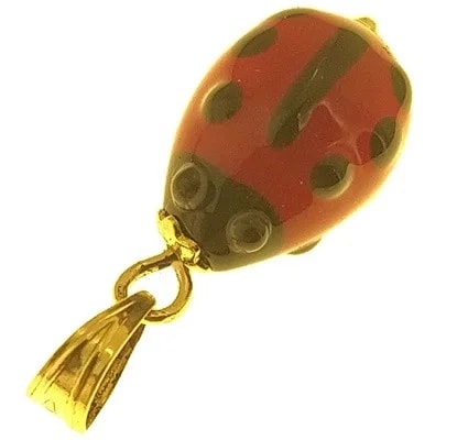 Ciondolo Pendente Bimba Bambino Oro Giallo 18 KT Carati Ct 750 1,30 Gr Coccinella - immagine 3