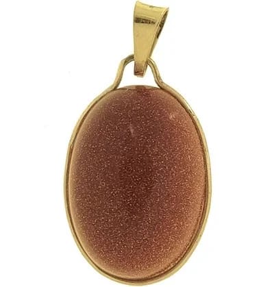 Ciondolo Pendente Cabochon Arenaria Aurea Donna Oro Giallo 18 Kt Carati Ct 750 2,50 Gr