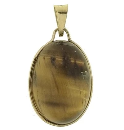 Ciondolo Pendente Cabochon Occhio di Tigre Donna Oro Giallo 18 Kt Carati Ct 750 2,70 Gr
