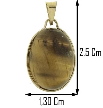 Ciondolo Pendente Cabochon Occhio di Tigre Donna Oro Giallo 18 Kt Carati Ct 750 2,70 Gr - immagine 2