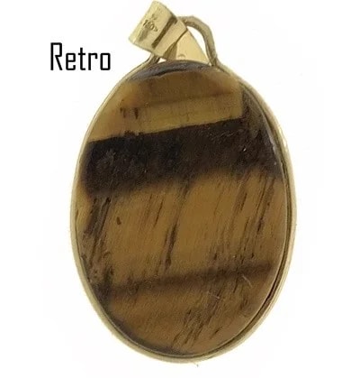 Ciondolo Pendente Cabochon Occhio di Tigre Donna Oro Giallo 18 Kt Carati Ct 750 2,70 Gr - immagine 3