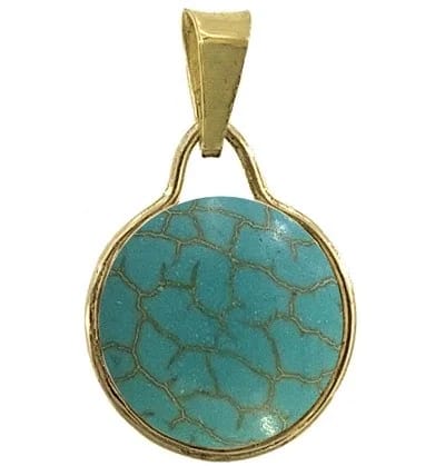 Ciondolo Pendente Cabochon Turchese Donna Oro Giallo 18 Kt Carati Ct 750 1,15 Gr