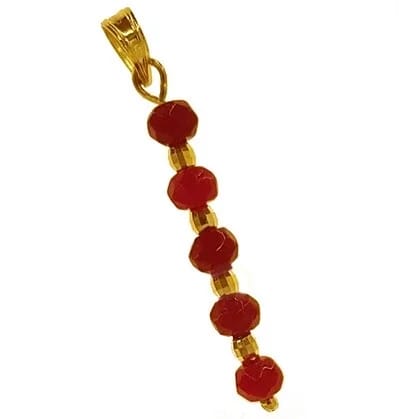 Ciondolo Pendente Charm Con Rubini Donna Oro Giallo 18 Kt Carati Ct 750 0,85 Gr