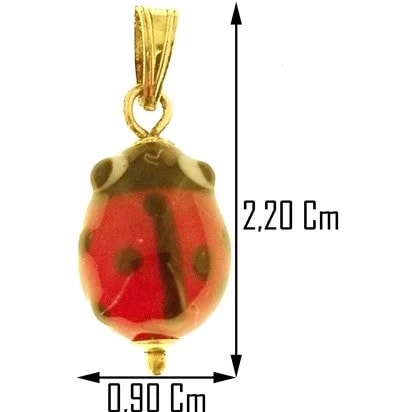 Ciondolo Pendente Coccinella in vetro di Murano Oro Giallo 18 Kt Carati Ct 750 1,60 Gr - immagine 2
